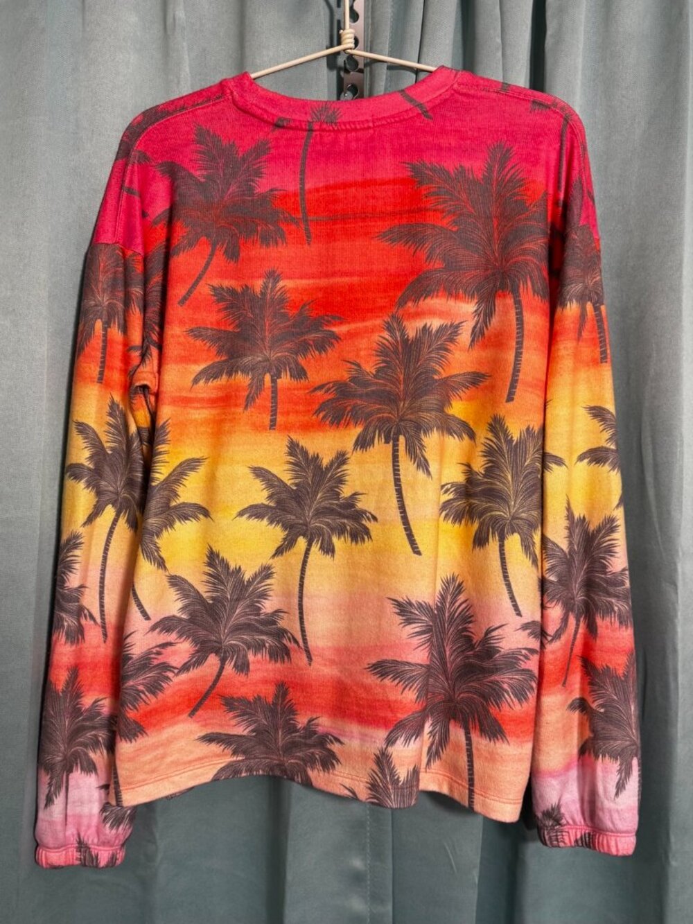 P.J. Salvage Tropical Palm Print Lounge Set Sunset Ombre Top Shorts Size Small - Picture 3 of 8